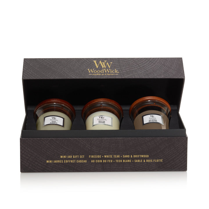 Deluxe Cadeauset – 3x Mini Geurkaarsen - Houtig