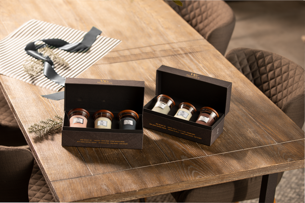 Deluxe Cadeauset – 3x Mini Geurkaarsen - Houtig